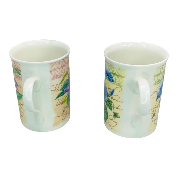 English Vintage Crown Trent Fine Bone China Coffee Mugs Set of 2 Floral Design - Picture 3 of 11